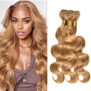 Human Hair Bundles Wavy Honey Blonde 20-24 Inch 10A Grade Sew-In Extensions